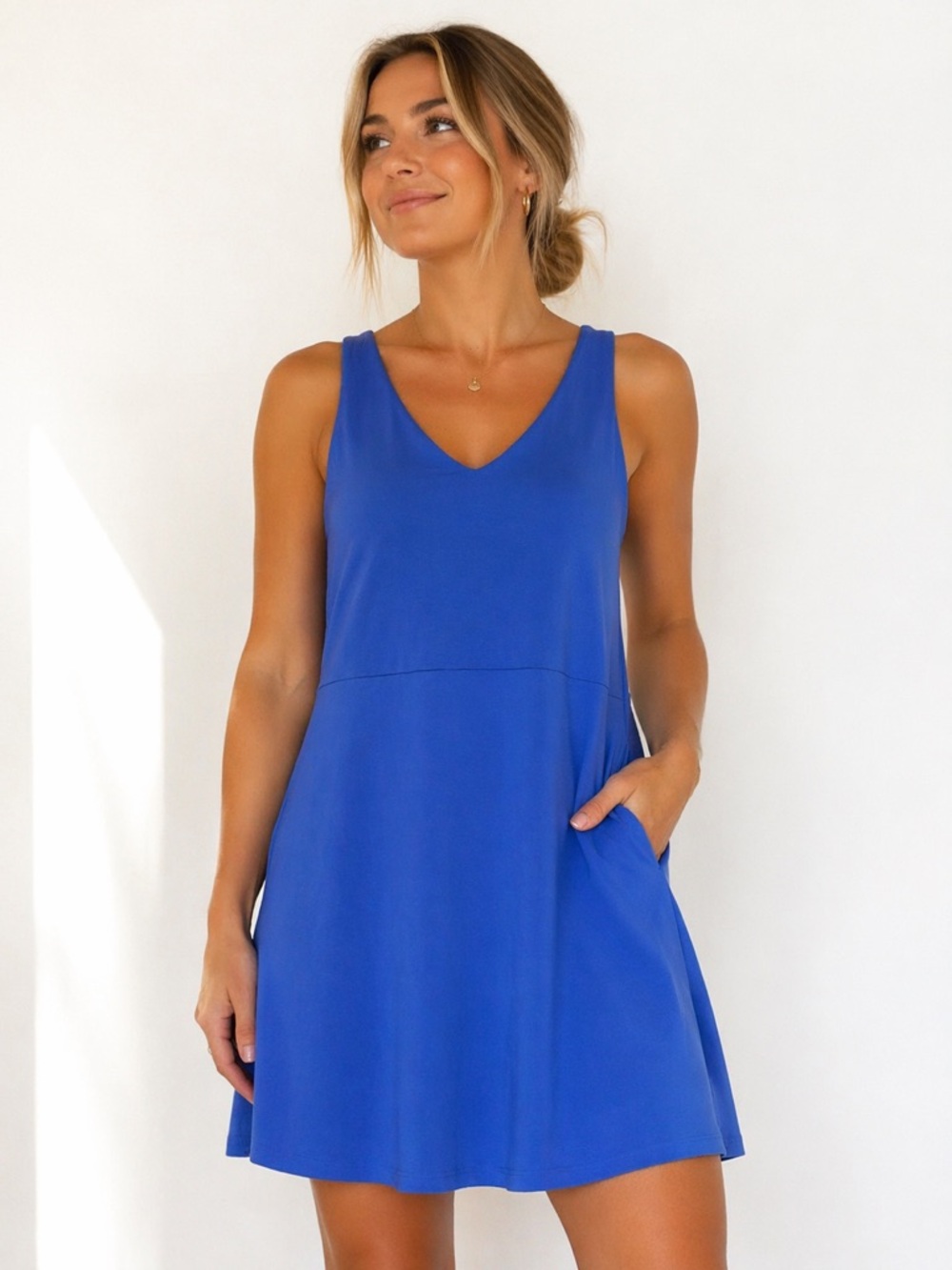 Athletic Tank Dress GapFit XL Blue Athleisure Stretch Casual Summer